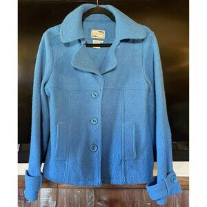 TRIA Women's Button Up Jacket Turquoise Blue Wool Size Large